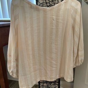 LOFT SP stripe tan/beige blouse